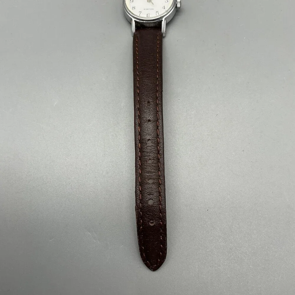 Timex Indiglo WR 30M Womens Watch 23mm Cream Dial Brown Leather New Battery
